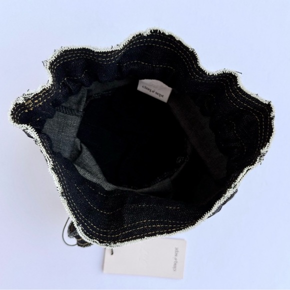 NWT* Cinq a Sept Denim wristlet Drawstring bisou Bag with Embroidered Logo - Picture 8 of 10